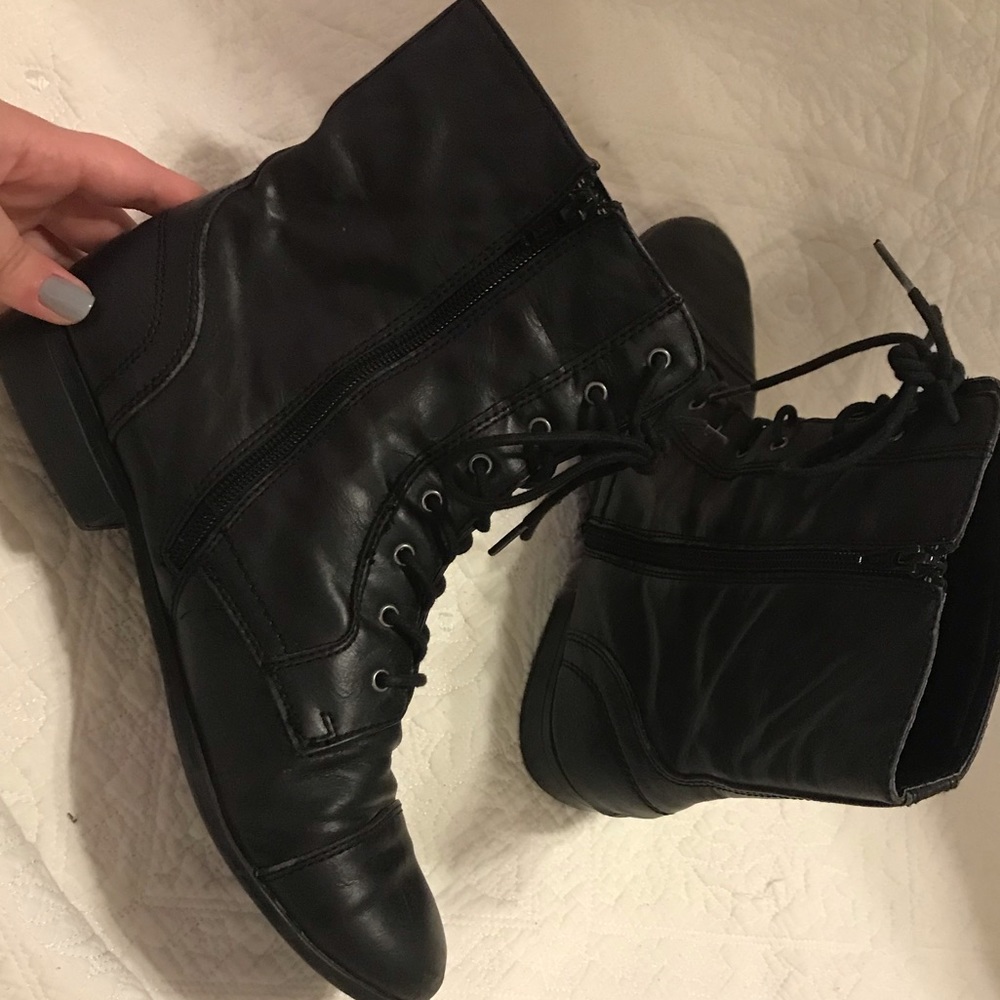 Black lace up combat boots